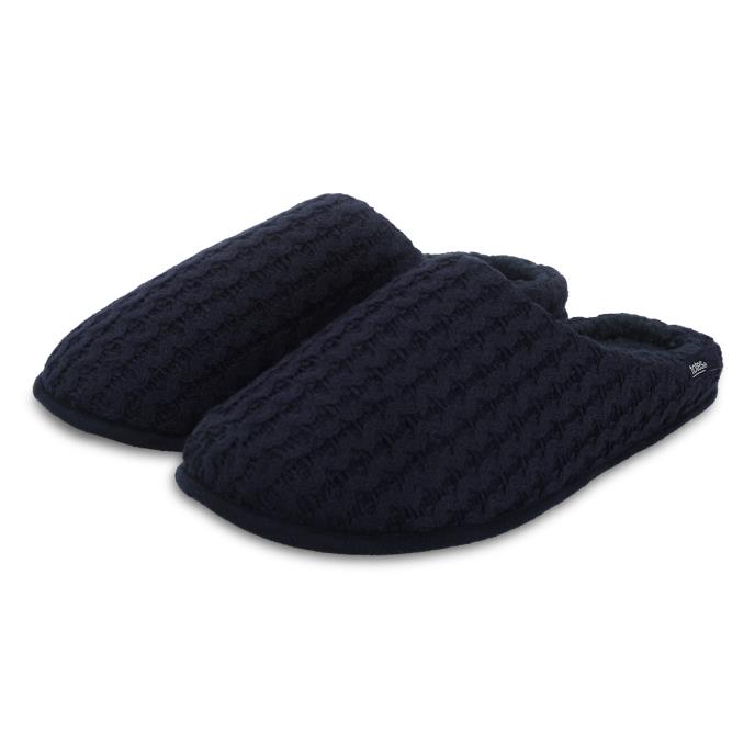 totes toasties® Mens Knitted Mule Slippers Navy Extra Image 2